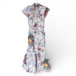 Vintage Karen Alexander Neiman Marcus Floral Print Maxi Dress women size 4